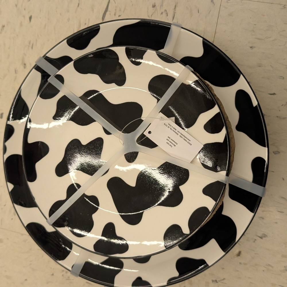 8pcs Cow Print Ceramic Plates Set For Four Dinner And Salad Plates - Picture 6 of 6